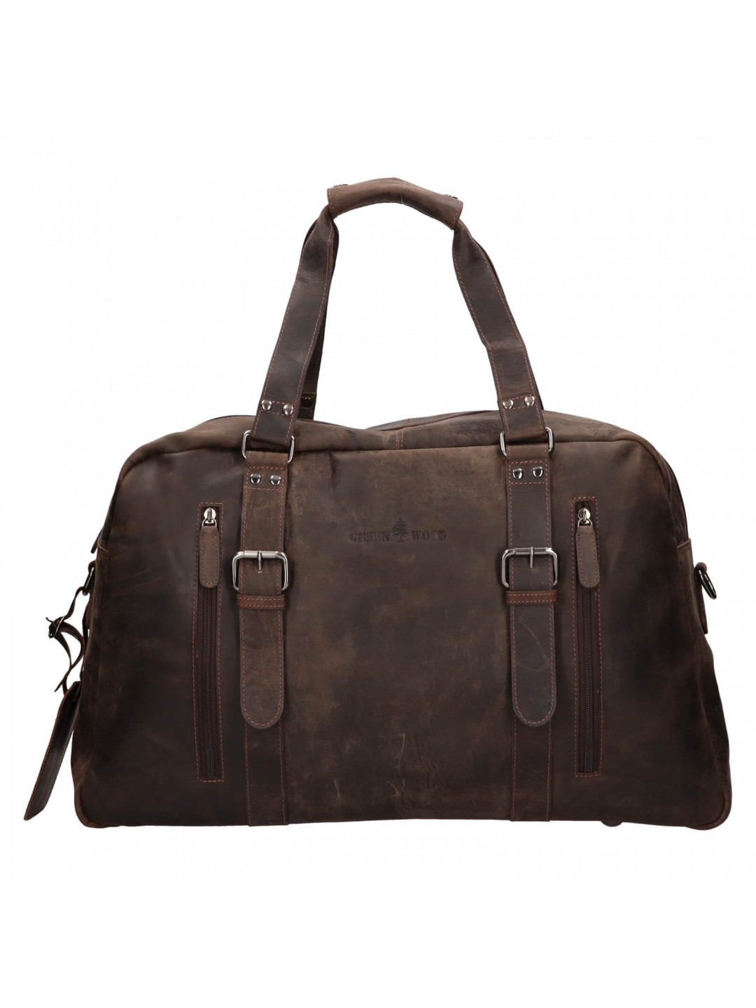 Kožená cestovní taška Greenwood Potes – tmavě hnědá